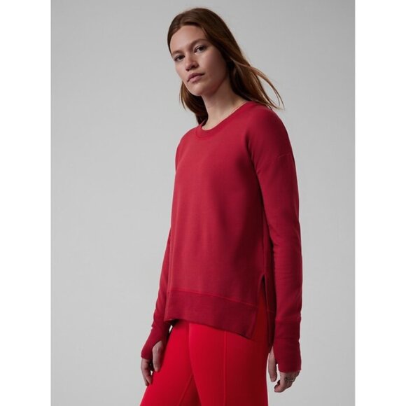 Athleta Coaster Luxe Sweatshirt in Salutation Stripe Matador Red - Picture 2 of 12